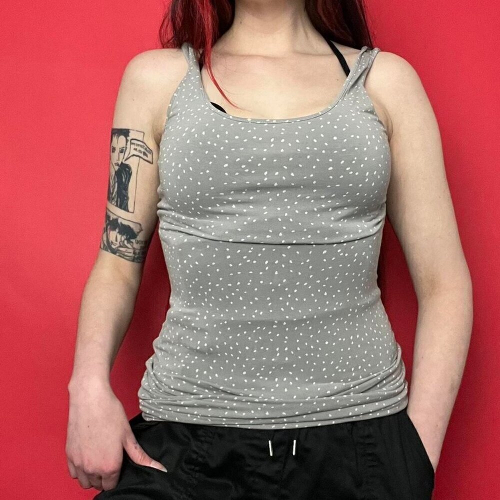 H&M / Grey y2k tank top with white polkadots ๐ค๐ฉถโโโโโโ